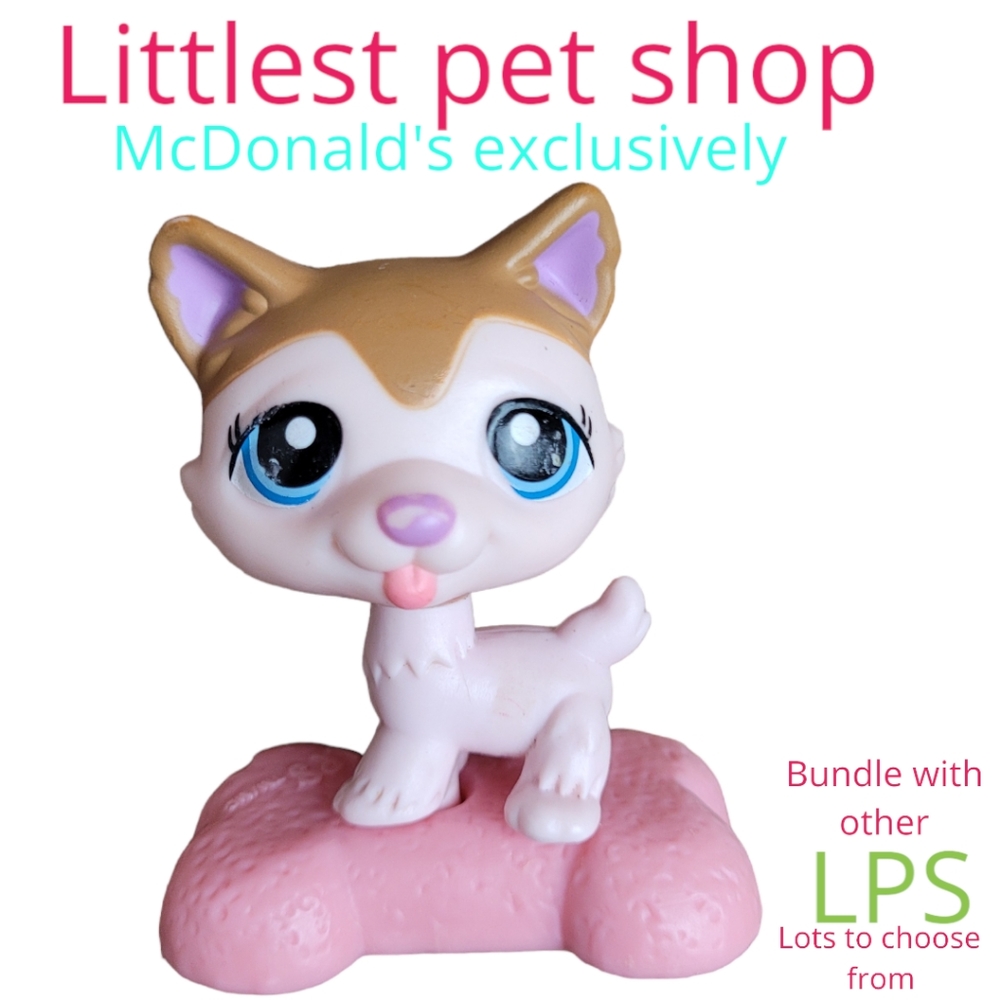 Hasbro Littlest Pet Shop MCDONALD'S pink & tan blue-eyed dog collectible toy
